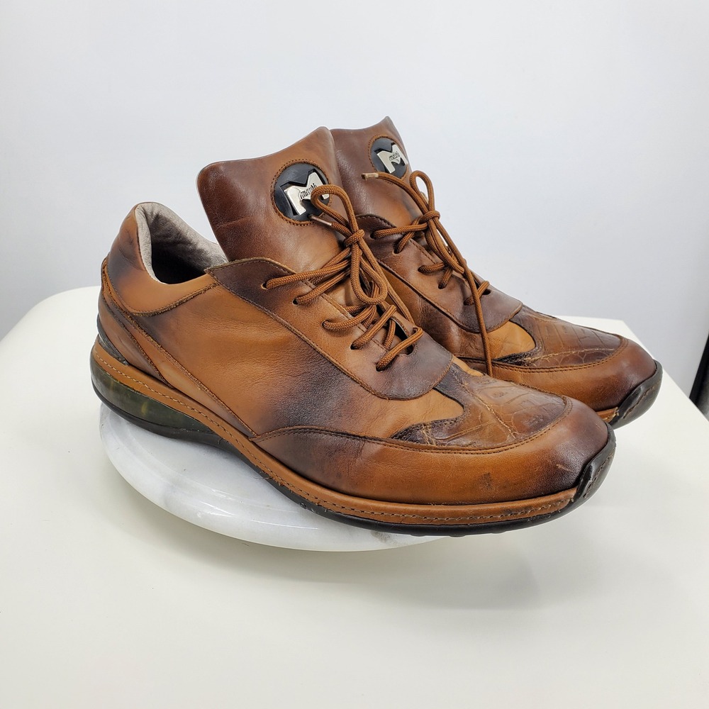 Mauri 8655 Baby Crocodile & Nappa Leather Sneakers Brown Italy Size 45 Airwaves